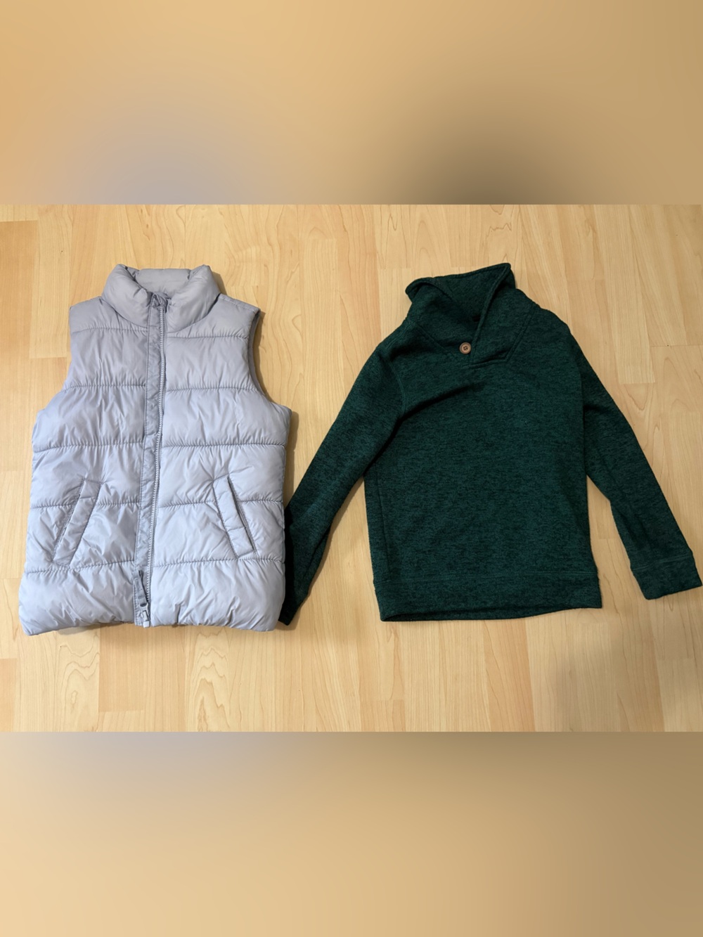 Gap Light Gray Puffer Vest and turtle Neck Sweater